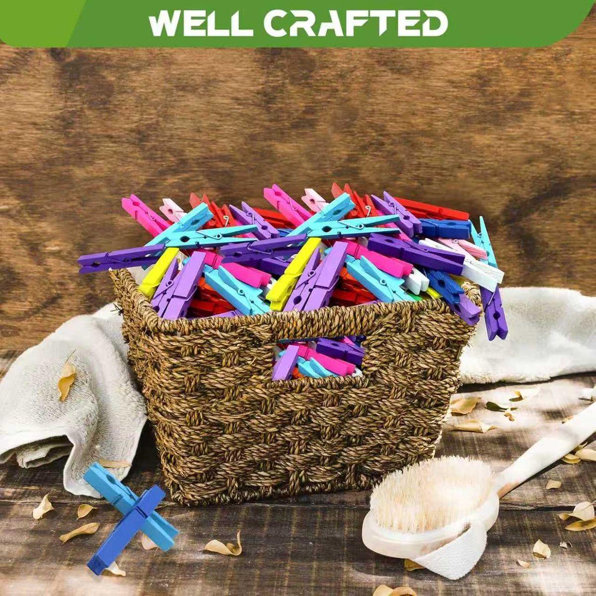 Cart In Mart 100 Pack Wooden Colored Clothes Pins-Clothing Pegs For Crafts Laundry-7.2cm