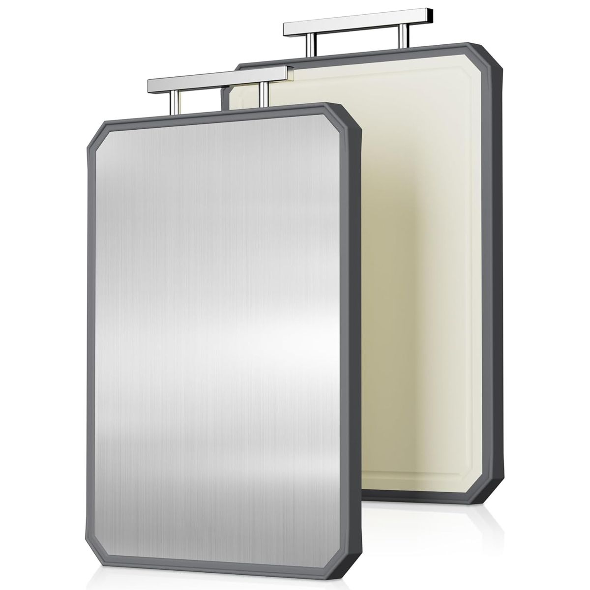 Cart In Mart Large Stainless Steel Double-Sided Cutting Board Metal & Wheat Straw Board