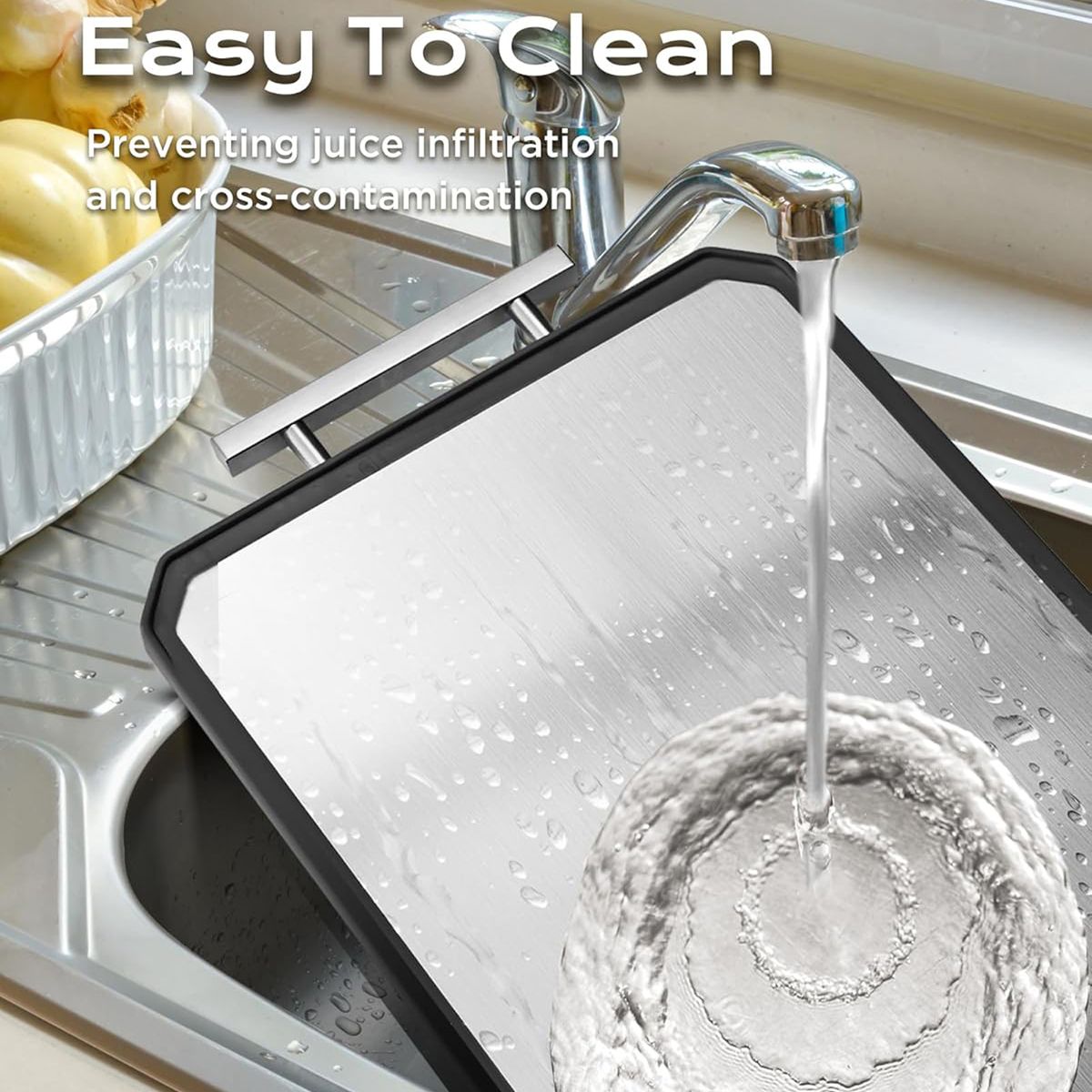 Cart In Mart Large Stainless Steel Double-Sided Cutting Board Metal & Wheat Straw Board