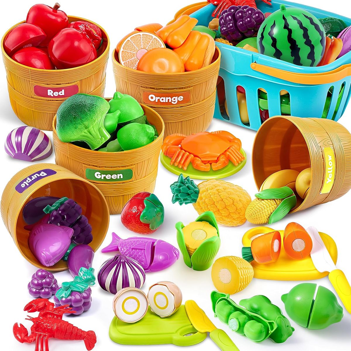 Cart In Mart Educational Toys Play Food Set Toddlers Pretend Kitchen Cutting Play Set