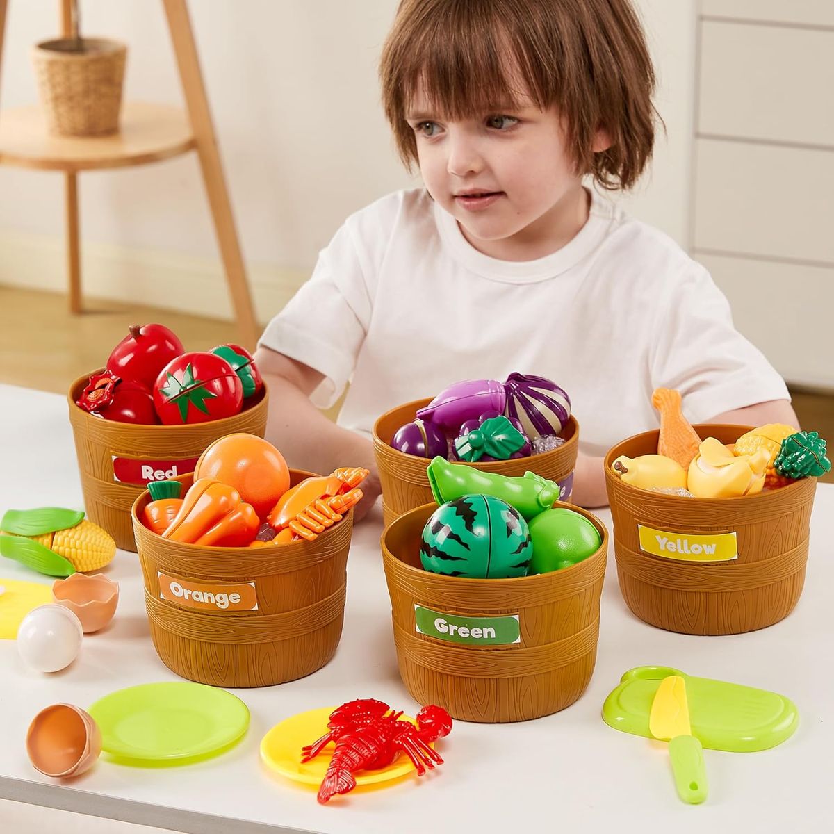 Cart In Mart Educational Toys Play Food Set Toddlers Pretend Kitchen Cutting Play Set