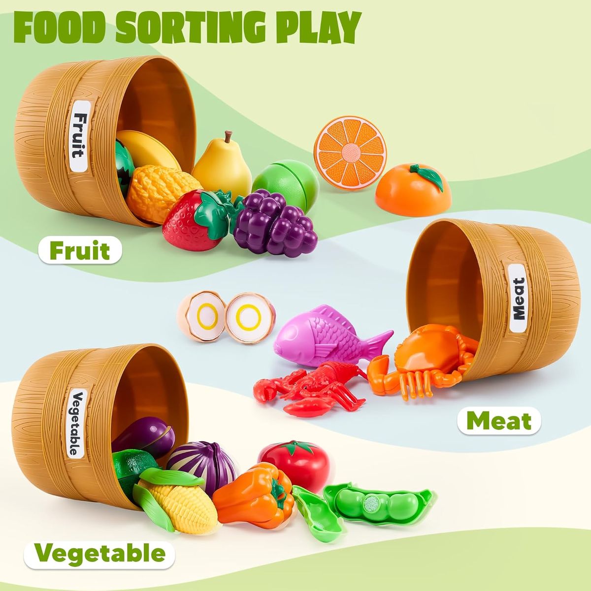 Cart In Mart Educational Toys Play Food Set Toddlers Pretend Kitchen Cutting Play Set
