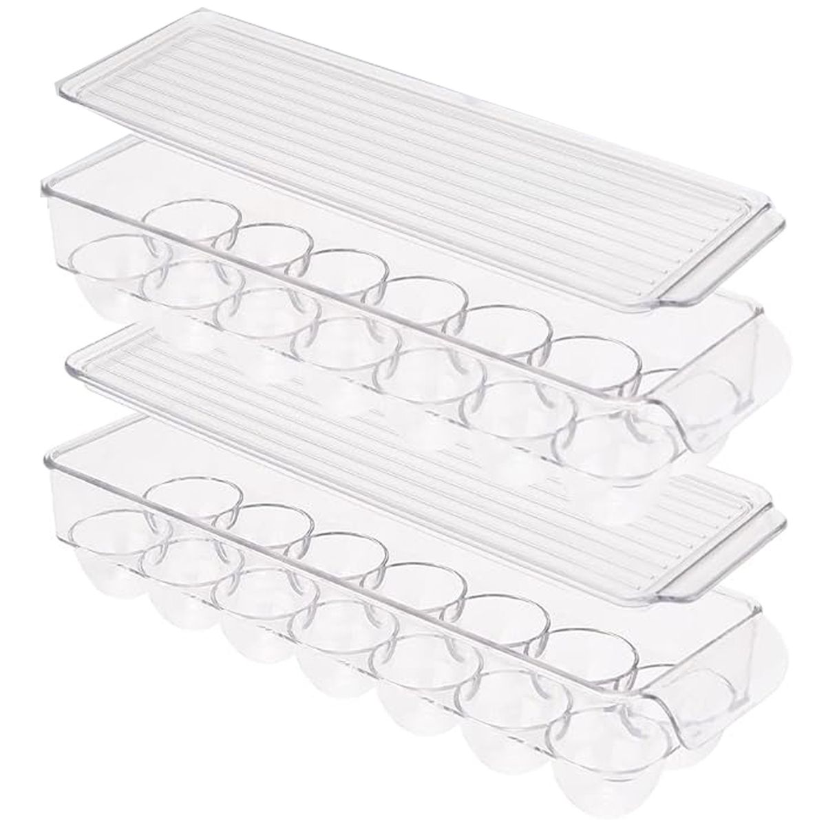 Cart In Mart 2Pack Clear Egg Container with Lid Stackable Refrigerator Organiser Trays