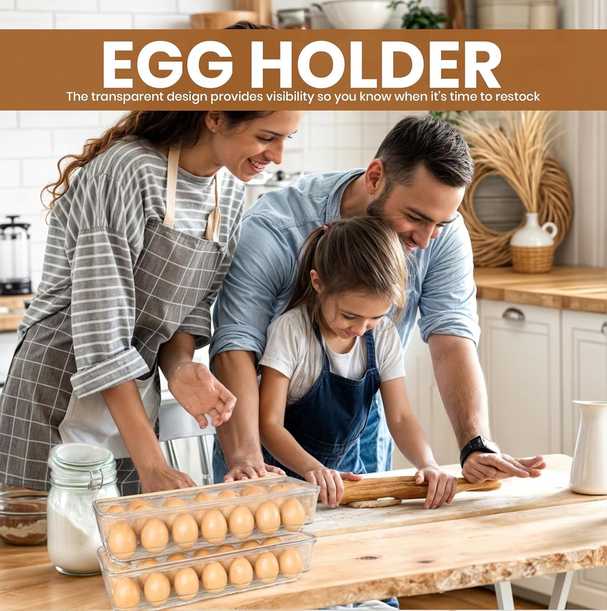 Cart In Mart 2Pack Clear Egg Container with Lid Stackable Refrigerator Organiser Trays