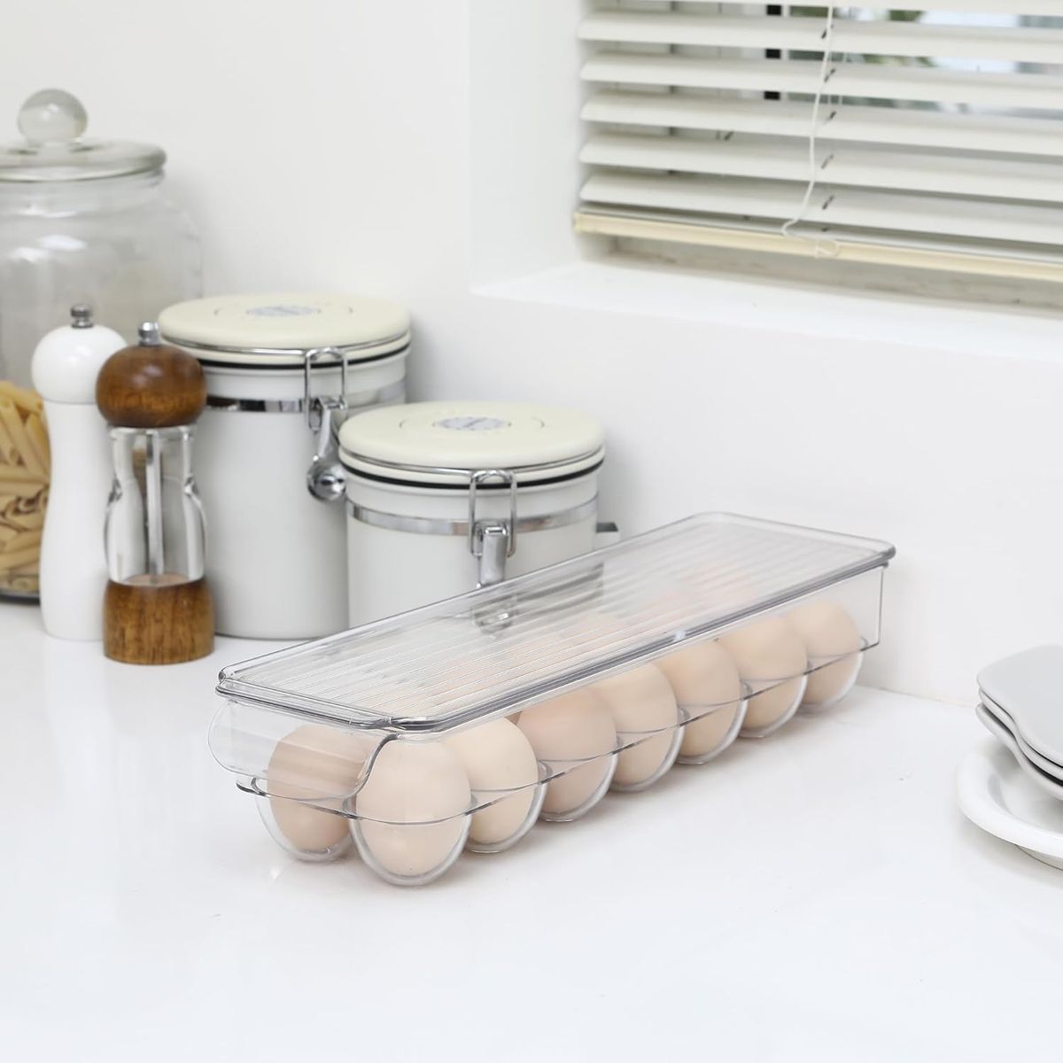 Cart In Mart 2Pack Clear Egg Container with Lid Stackable Refrigerator Organiser Trays