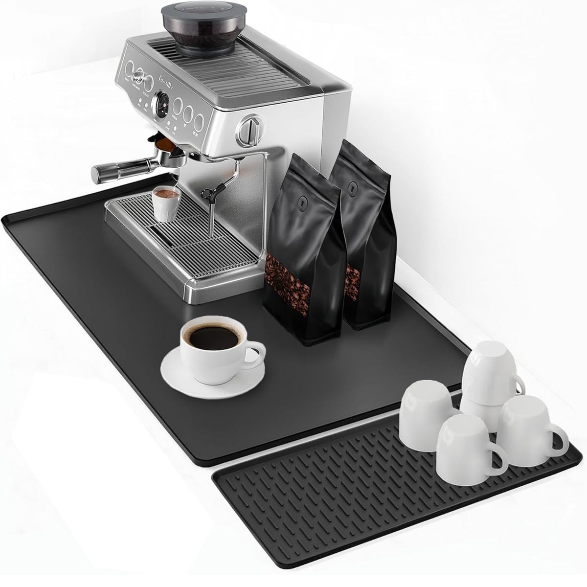 Cart In Mart Silicone Coffee Mat 60x40cm Bar Mat Detachable Dish Drying Non Slip Mat