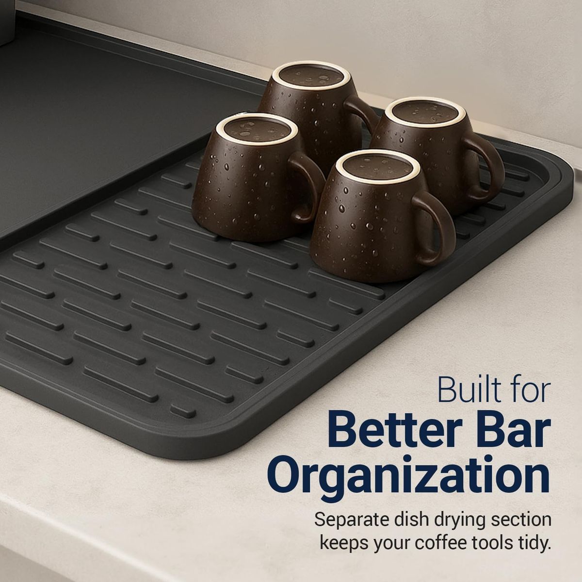 Cart In Mart Silicone Coffee Mat 60x40cm Bar Mat Detachable Dish Drying Non Slip Mat