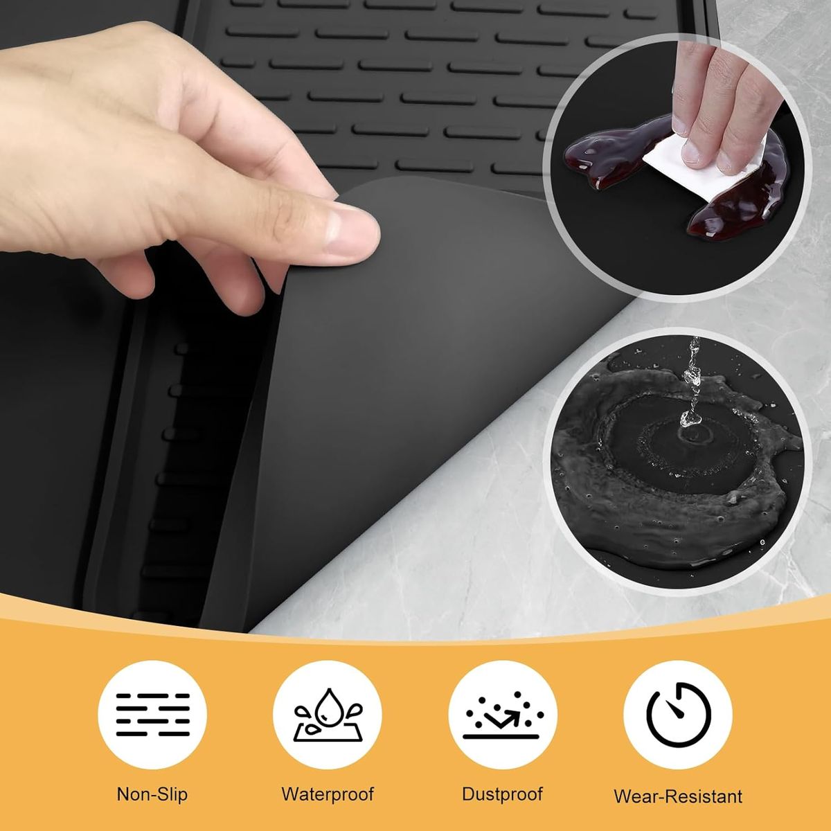 Cart In Mart Silicone Coffee Mat 60x40cm Bar Mat Detachable Dish Drying Non Slip Mat