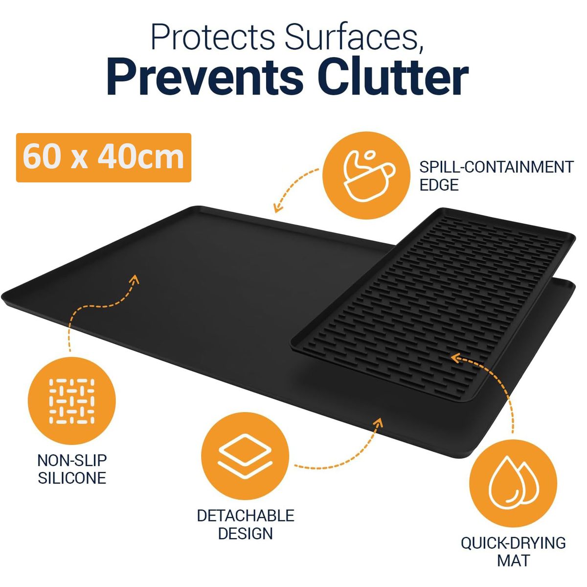 Cart In Mart Silicone Coffee Mat 60x40cm Bar Mat Detachable Dish Drying Non Slip Mat