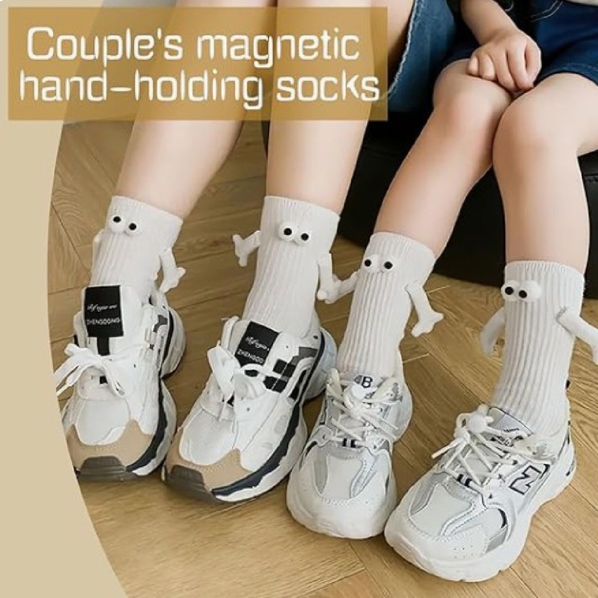 Cart In Mart 2Pairs Magnetic Holding Hands Socks Funny Couple Socks for Best Friends