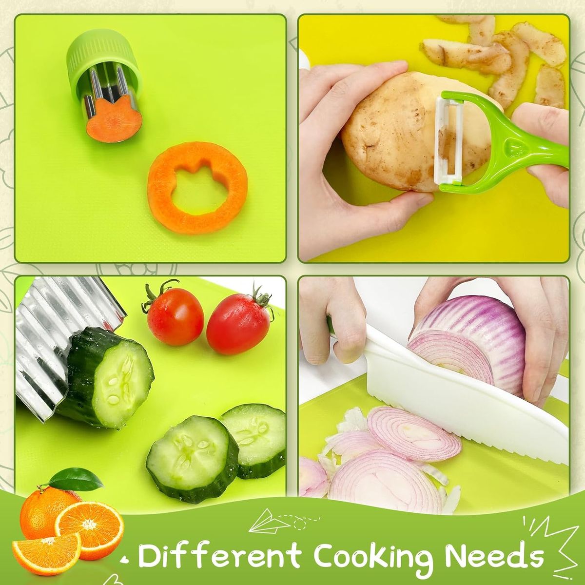 Cart In Mart Kids Safe Knife Set for Real Cooking Montessori Kitchen Toys Chef Tools