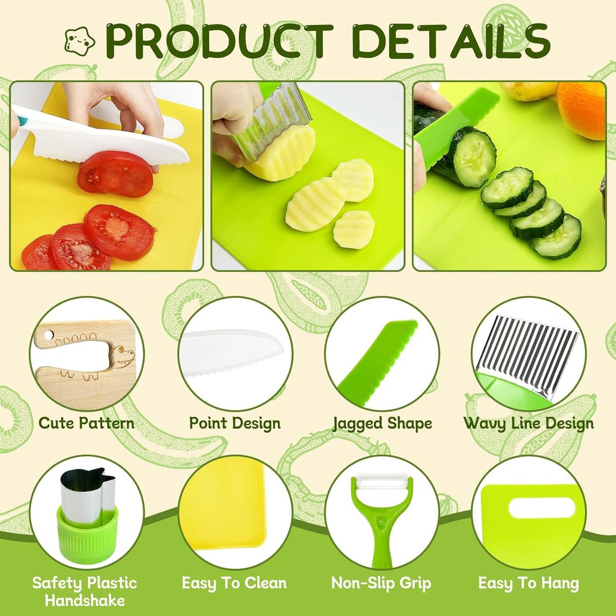 Cart In Mart Kids Safe Knife Set for Real Cooking Montessori Kitchen Toys Chef Tools