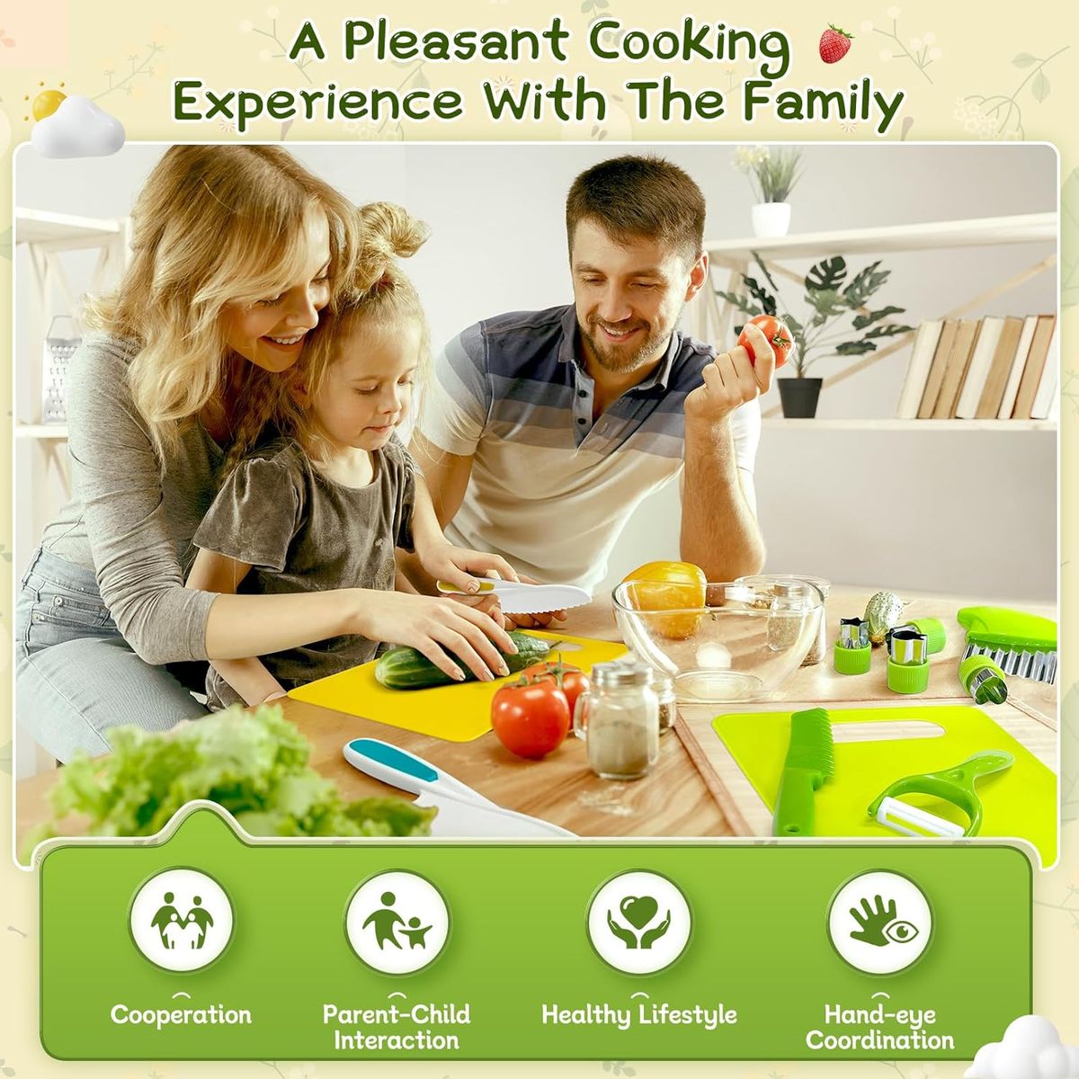 Cart In Mart Kids Safe Knife Set for Real Cooking Montessori Kitchen Toys Chef Tools