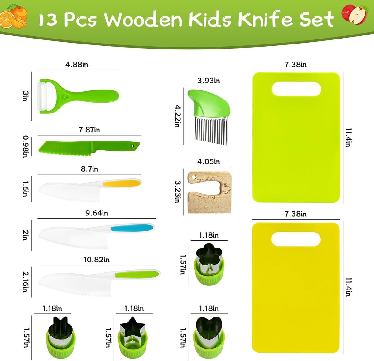Cart In Mart Kids Safe Knife Set for Real Cooking Montessori Kitchen Toys Chef Tools