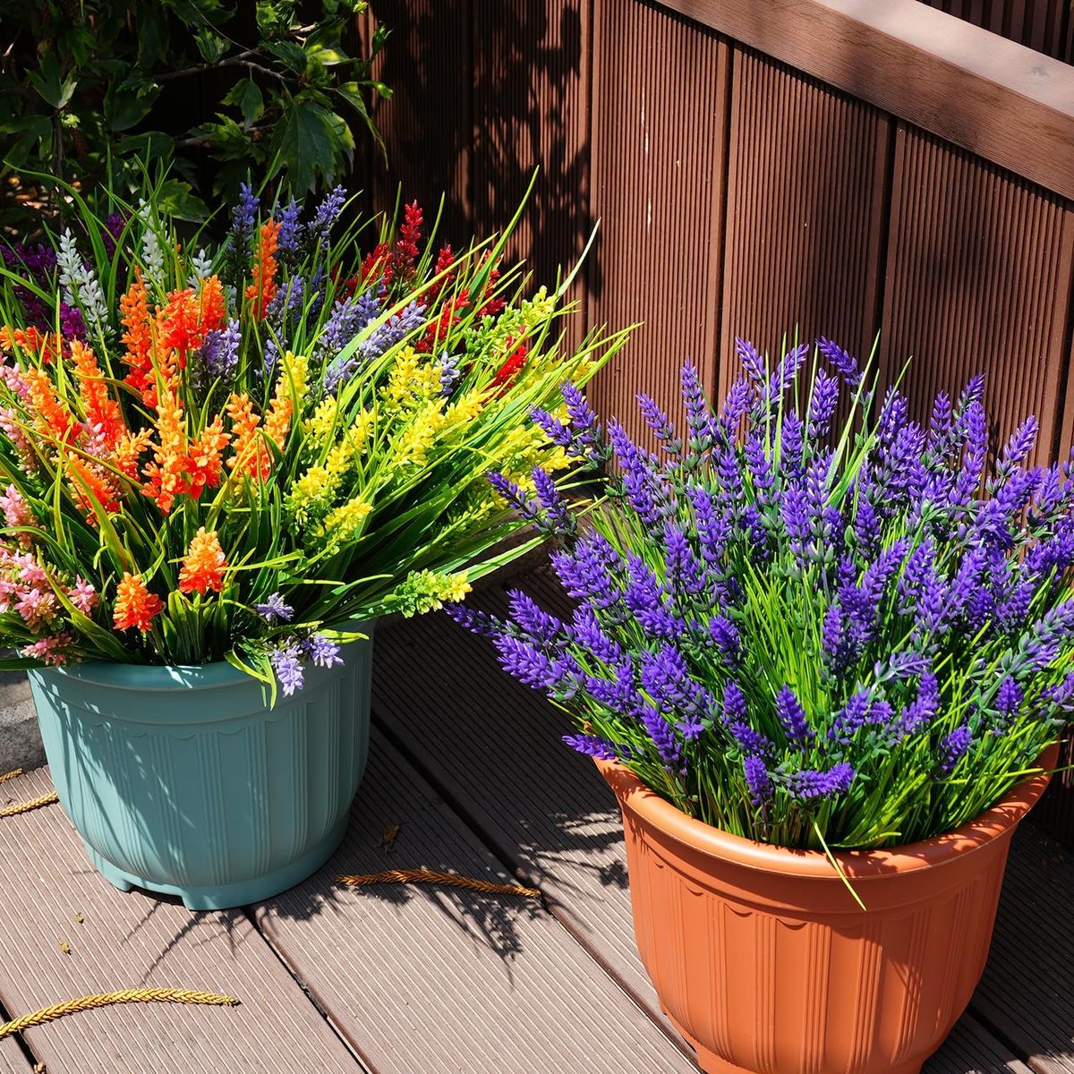 Cart In Mart Artificial Outdoor Flowers UV Resistant Lavender Fake Plants Greenery - 22 Piece