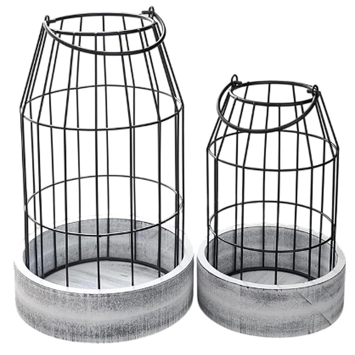 Cart In Mart 2 Piece Rustic Farmhouse Lantern Decor Stylish Decorative Set -Metal