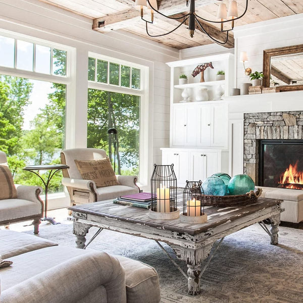 Cart In Mart 2 Piece Rustic Farmhouse Lantern Decor Stylish Decorative Set -Metal