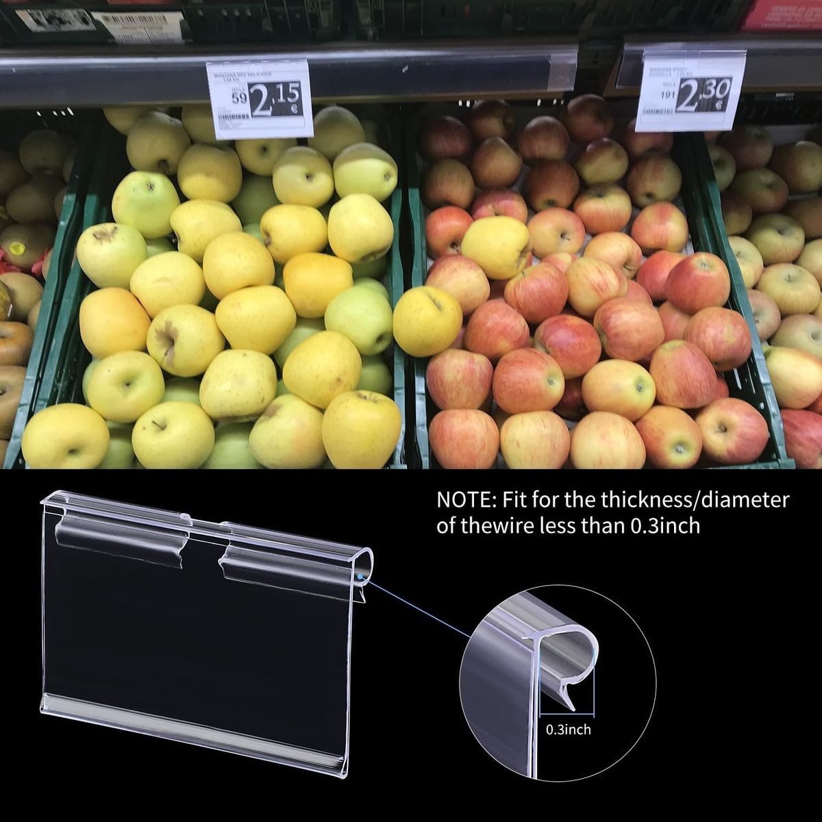 Cart In Mart 50PCS Clear Basket Bin Labels Clip-On Plastic Storage Bin Tags & 50 Inserts