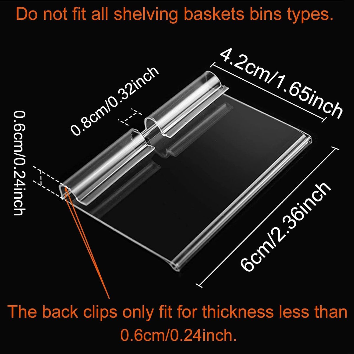 Cart In Mart 50PCS Clear Basket Bin Labels Clip-On Plastic Storage Bin Tags & 50 Inserts