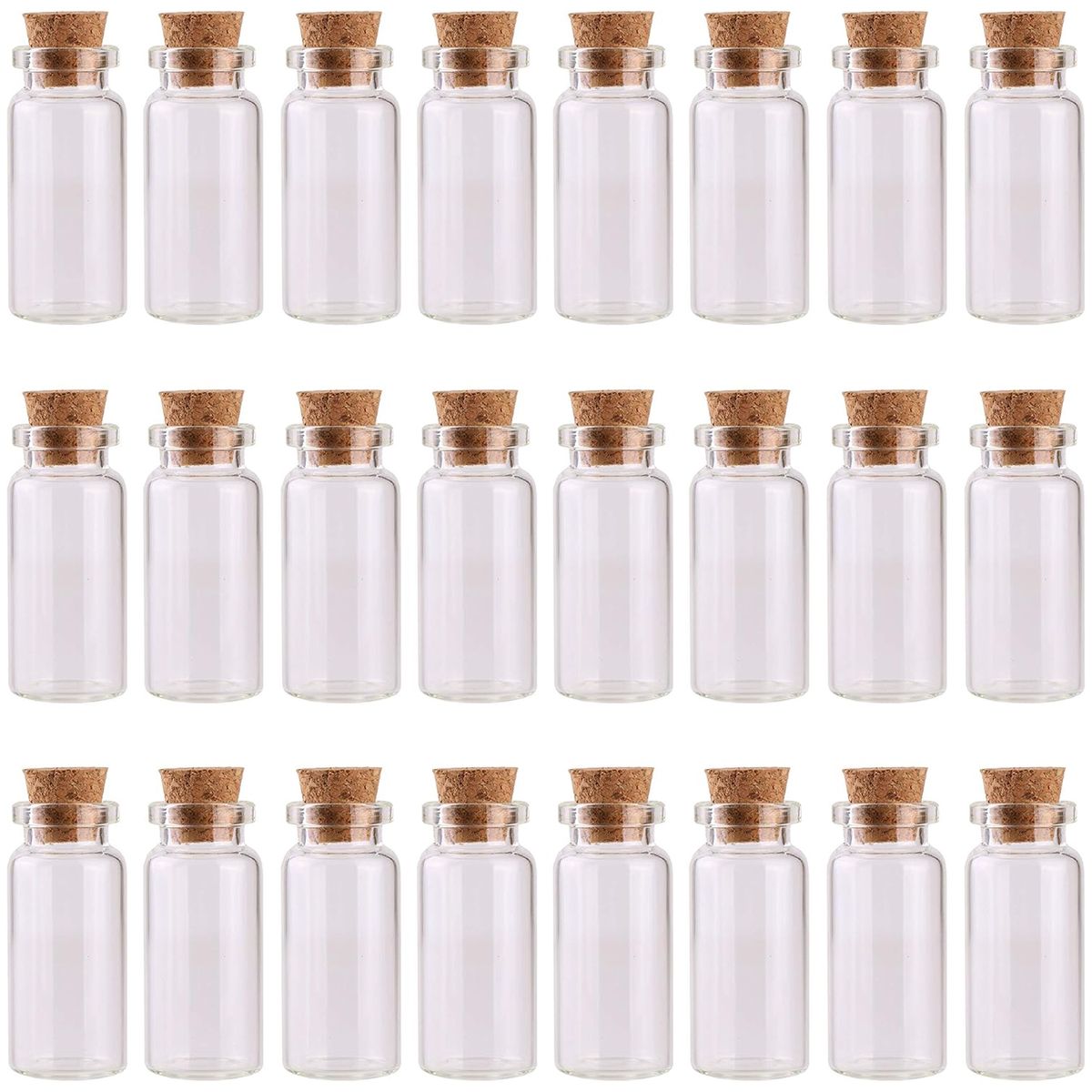 Cart In Mart Mini Glass Bottles and Cork Stoppers Clear Small Vials DIY Crafts 24 Pieces 10ml
