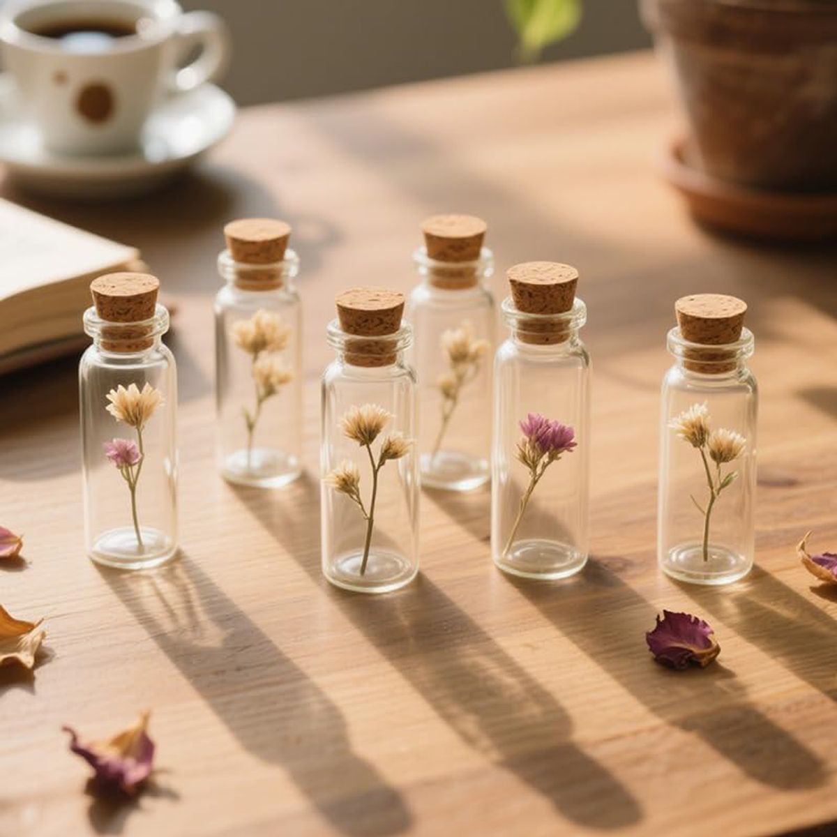 Cart In Mart Mini Glass Bottles and Cork Stoppers Clear Small Vials DIY Crafts 24 Pieces 10ml