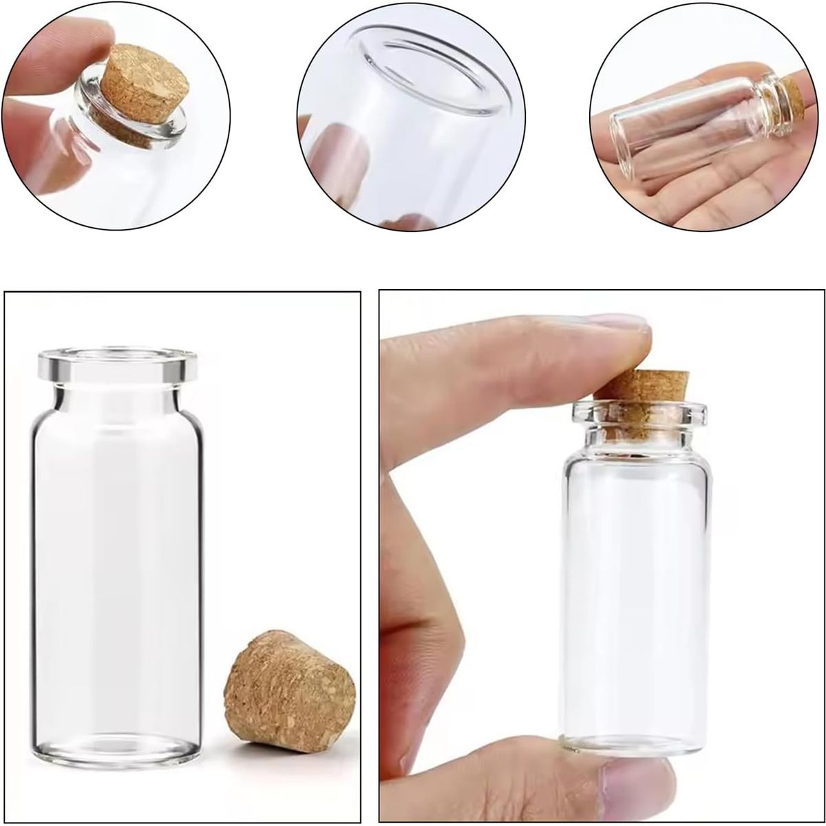 Cart In Mart Mini Glass Bottles and Cork Stoppers Clear Small Vials DIY Crafts 24 Pieces 10ml