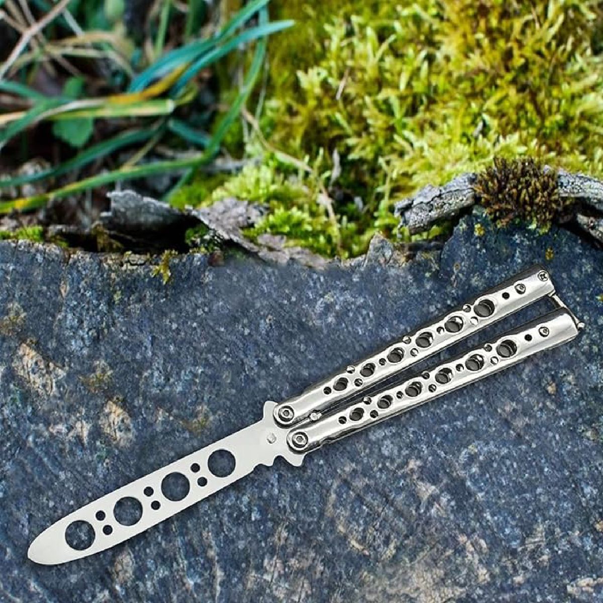 Cart In Mart 3Pcs Butterfly Knife Practice Tool Full Stainless Steel Unsharpened Comb