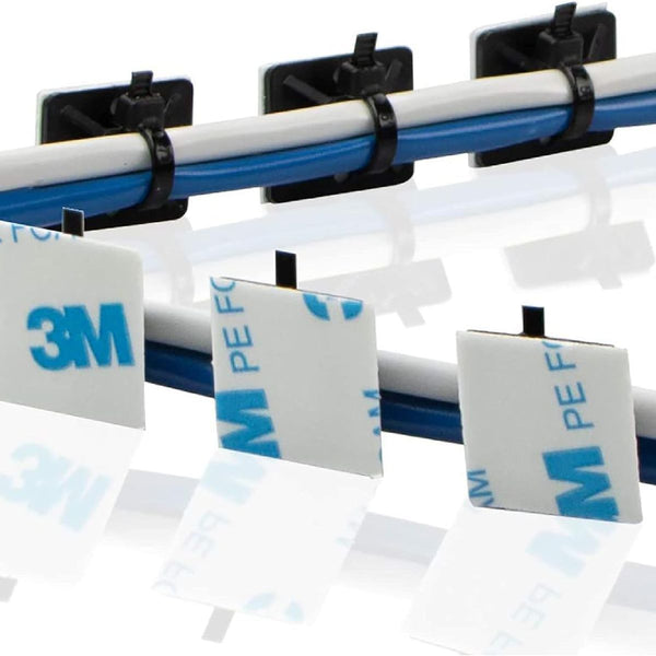 Cart In Mart 100Pack Black Cable Zip Tie Mounts with 8" Zip Ties Screws Strong Back Clip