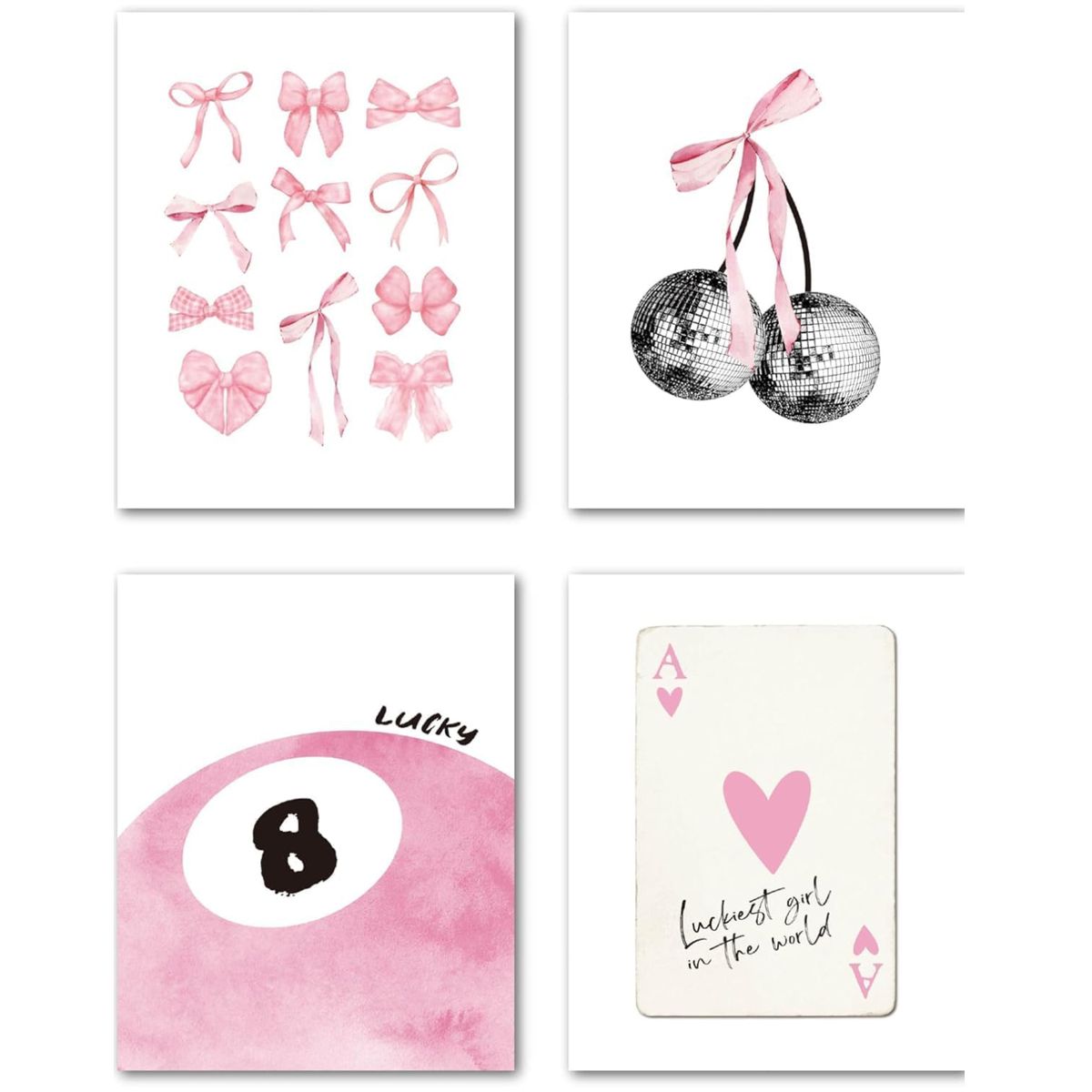 Cart In Mart Set of 6 Coquette Aesthetic Wall Art Prints Unframed Pink Preppy Posters