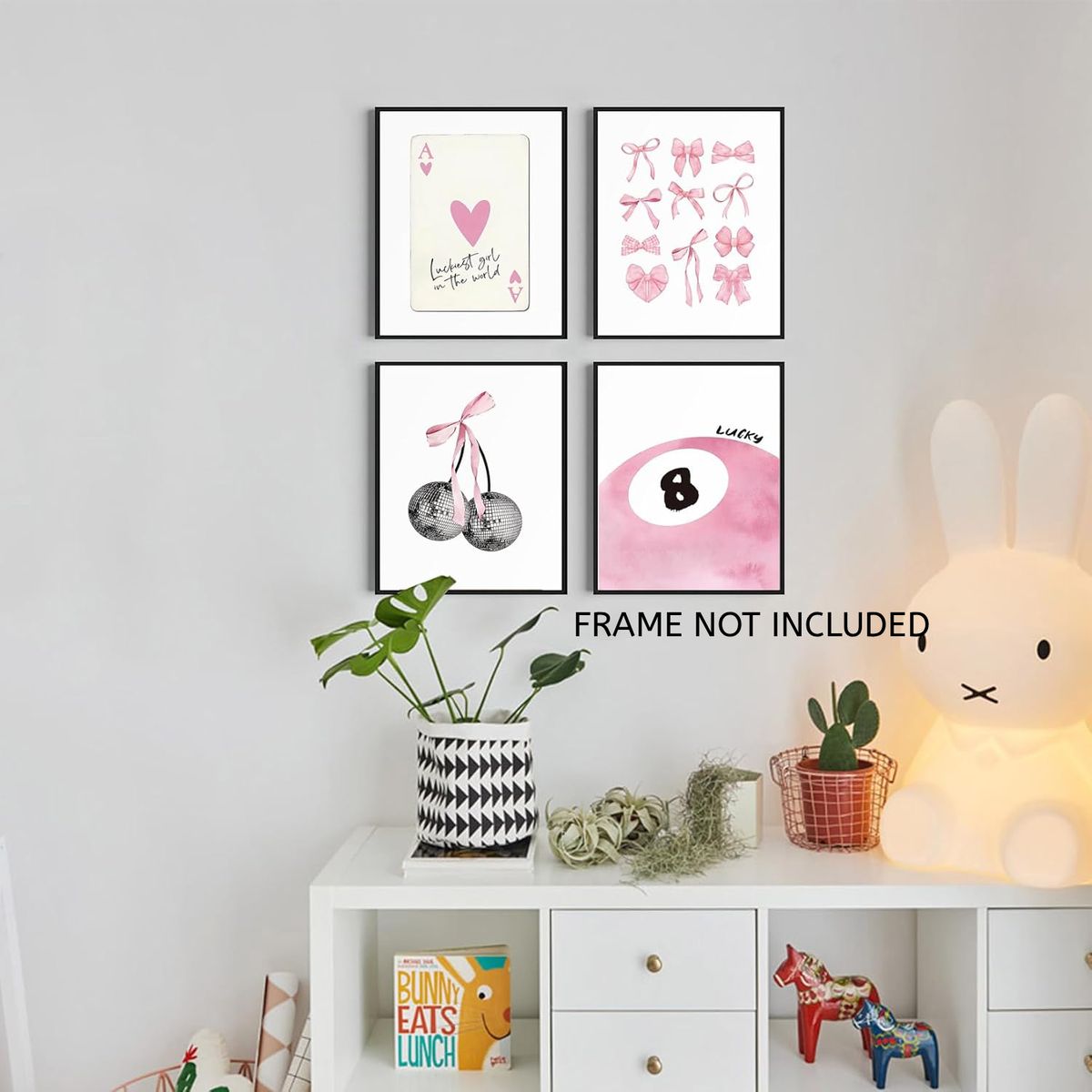 Cart In Mart Set of 6 Coquette Aesthetic Wall Art Prints Unframed Pink Preppy Posters