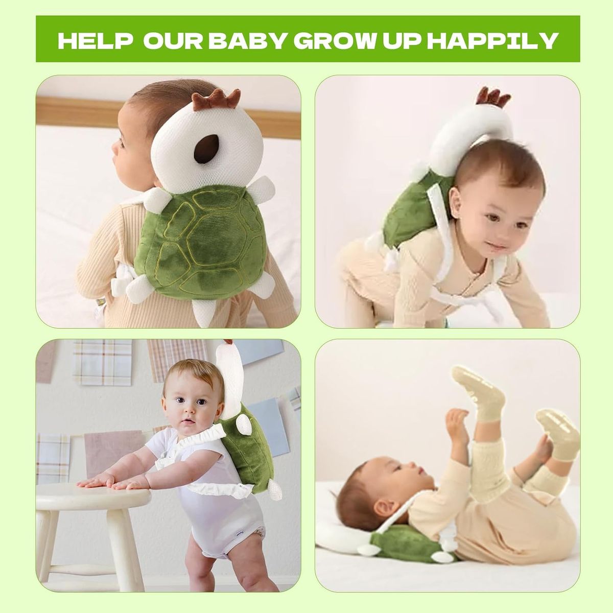 Cart In Mart Baby Head Protector Backpack Adjustable Lightweight & 3 Safety Knee Pads