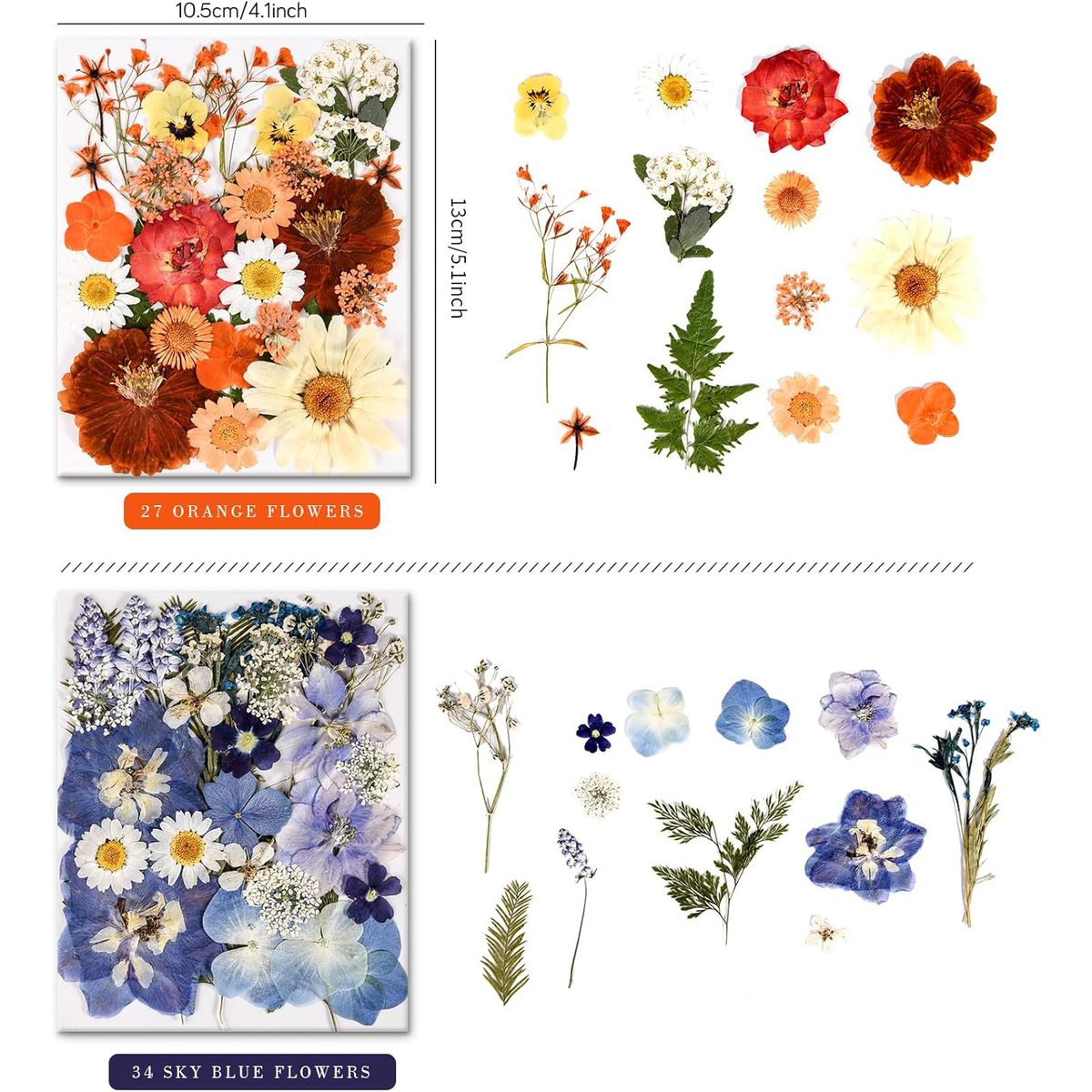 Cart In Mart 110+ PCS Real Dried Pressed Flowers & Leaves Natural Botanical Real Flowers