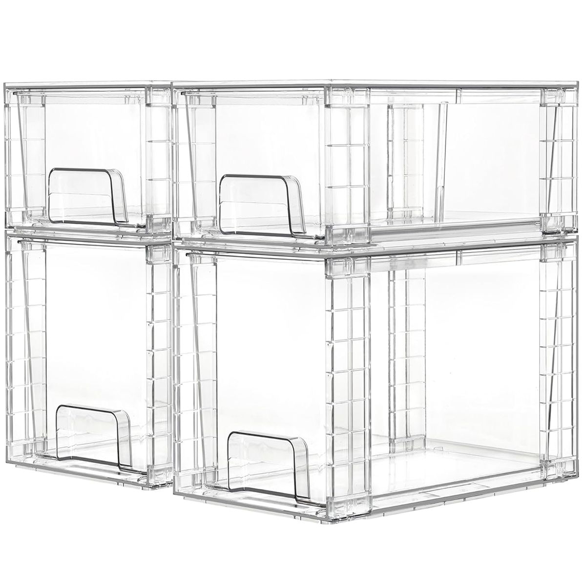 Cart In Mart 4Pack Clear Stackable Storage Drawers Bathroom & Kitchen Organizer Bins