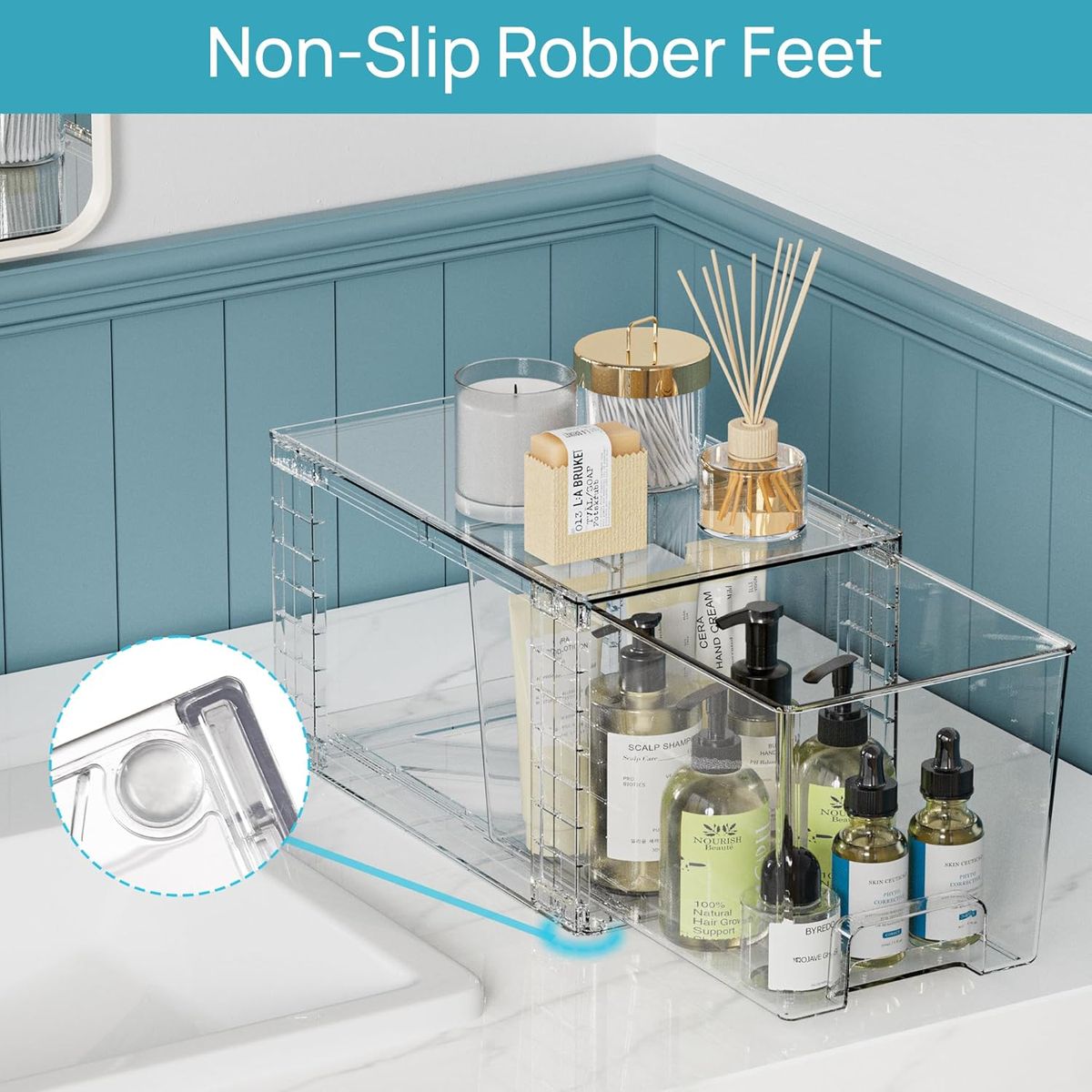 Cart In Mart 4Pack Clear Stackable Storage Drawers Bathroom & Kitchen Organizer Bins