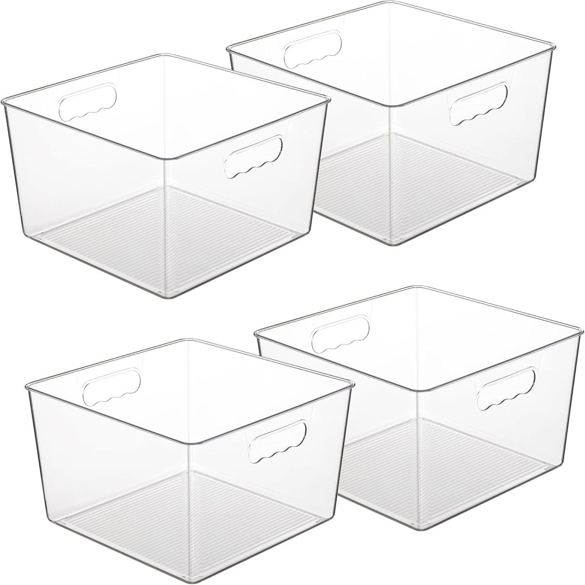Cart In Mart 4 Pack Extra Large Clear Plastic Storage Bins Cube Organiser Containers