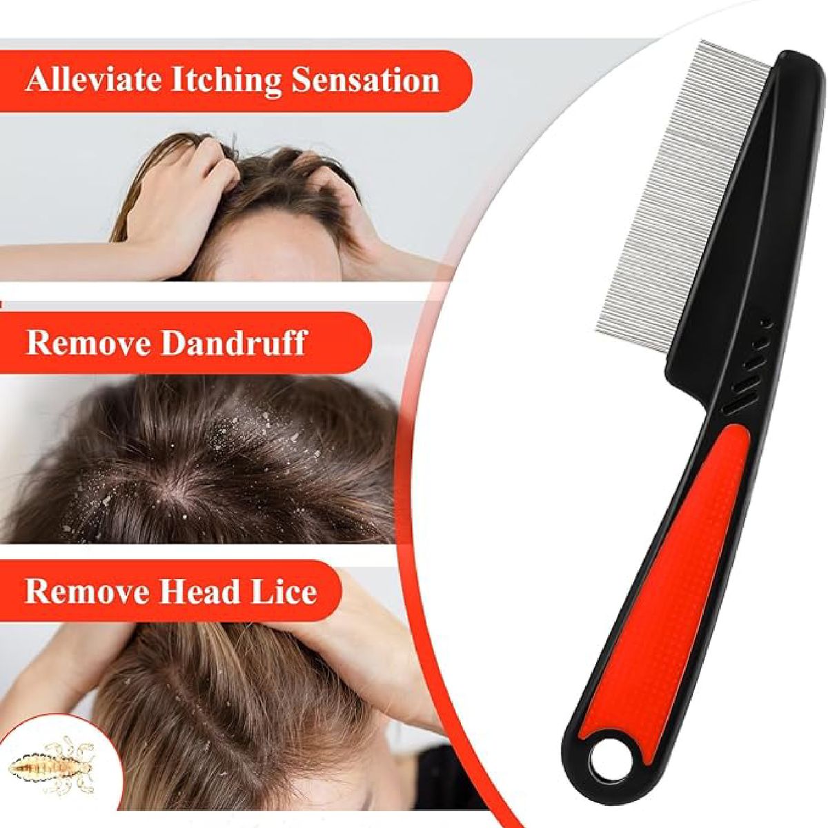 Cart In Mart 2 Pieces Dandruff Comb Set Stainless Steel Fine-Tooth and Scalp Detox Comb