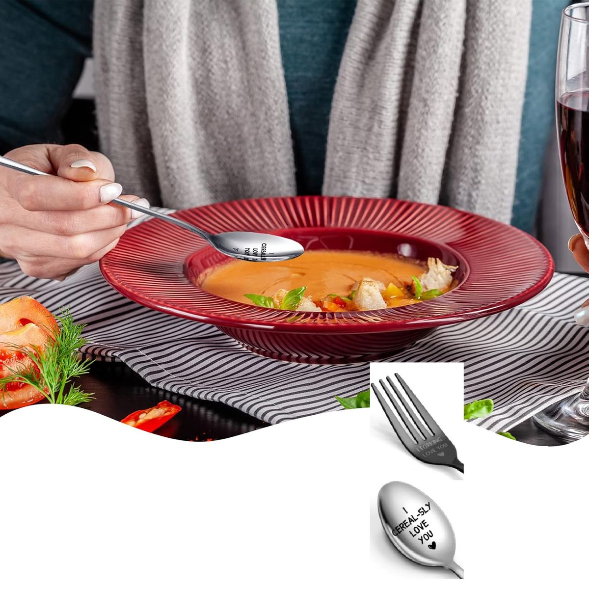 Cart In Mart I Cerealsly Love You Engraved Spoon & Fork Stainless Steel Cutlery Gift Set