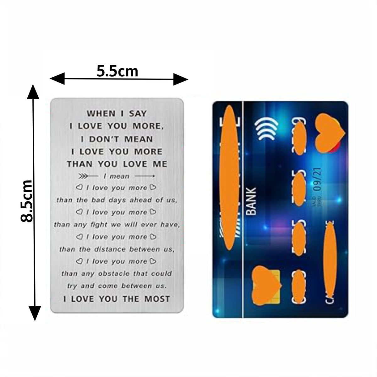 Cart In Mart I Love You More Wallet Card Stainless Steel Engraved Love Note Gift Him Her