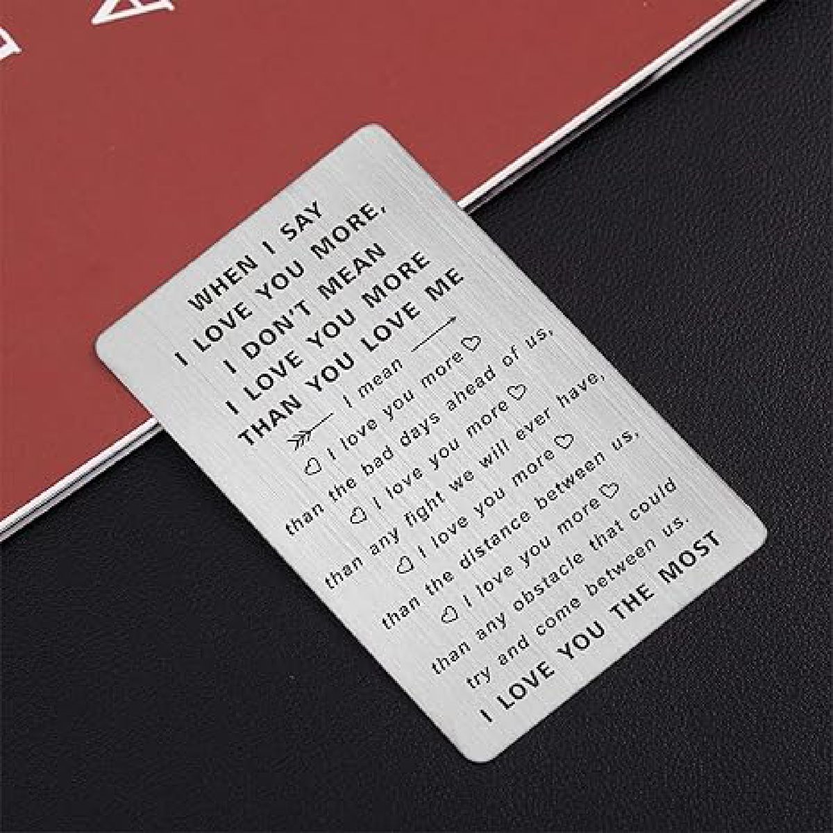 Cart In Mart I Love You More Wallet Card Stainless Steel Engraved Love Note Gift Him Her