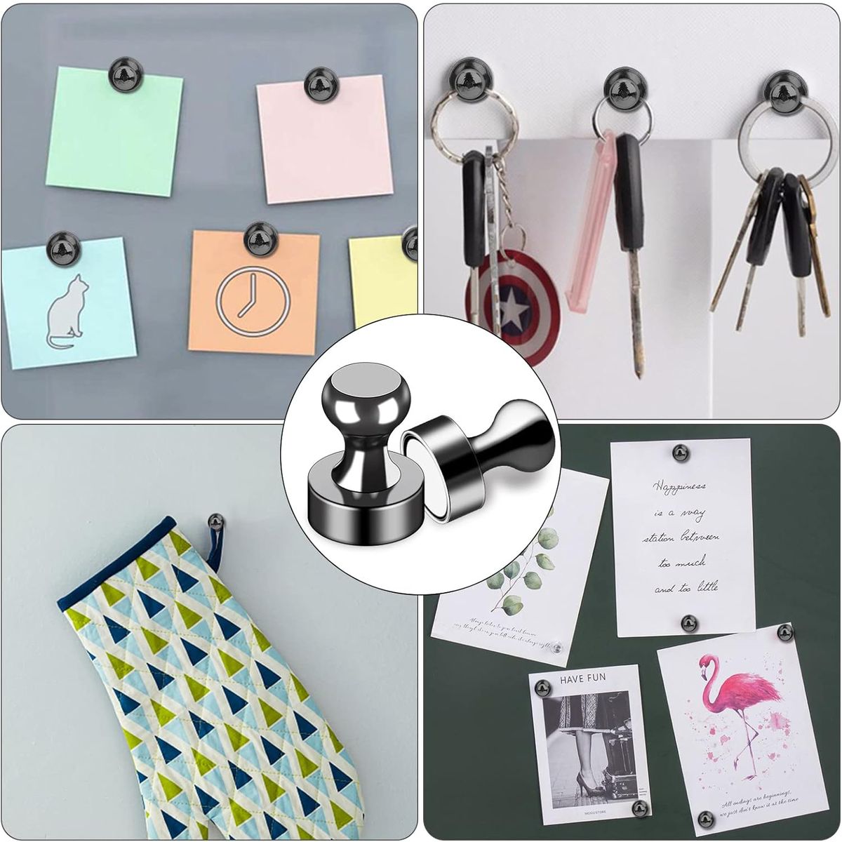 Cart In Mart 12PCS Strong Fridge Magnet Round Black Refrigerator Magnets Whiteboard