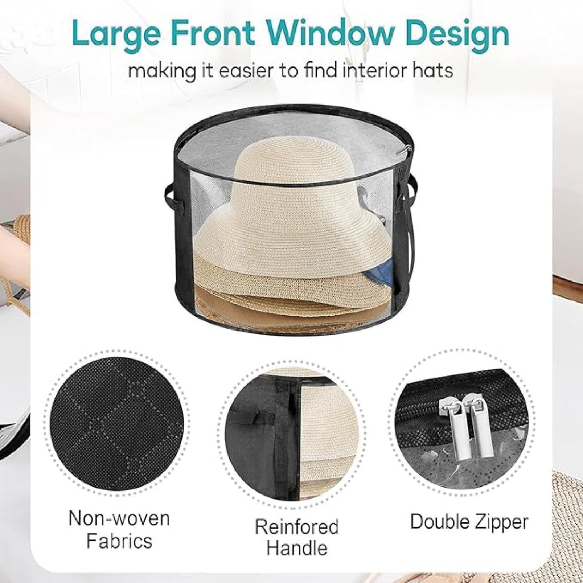 Cart In Mart Foldable Clear Hat Storage Bag,-Holds up to 7 Caps Organiser For Closet