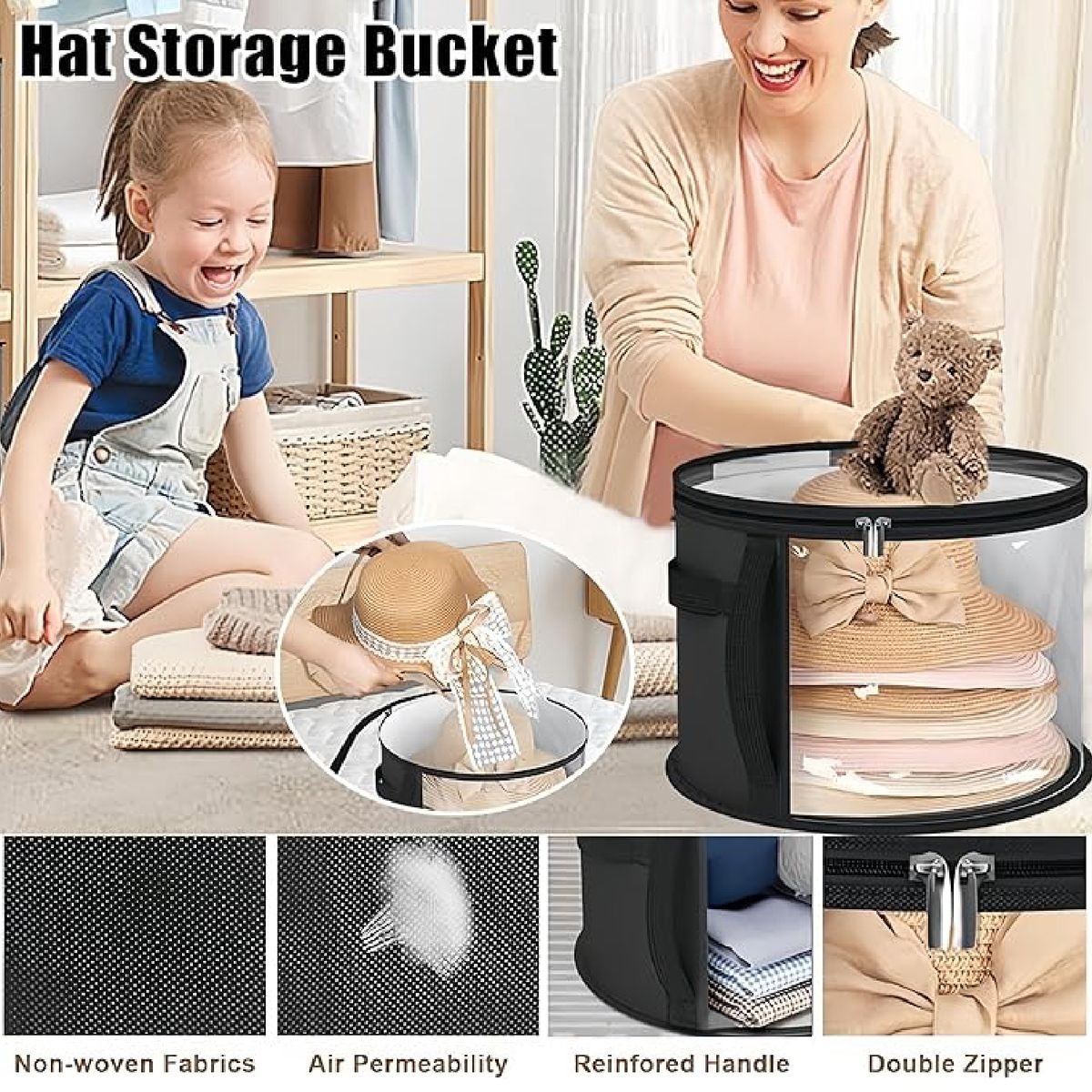 Cart In Mart Foldable Clear Hat Storage Bag,-Holds up to 7 Caps Organiser For Closet