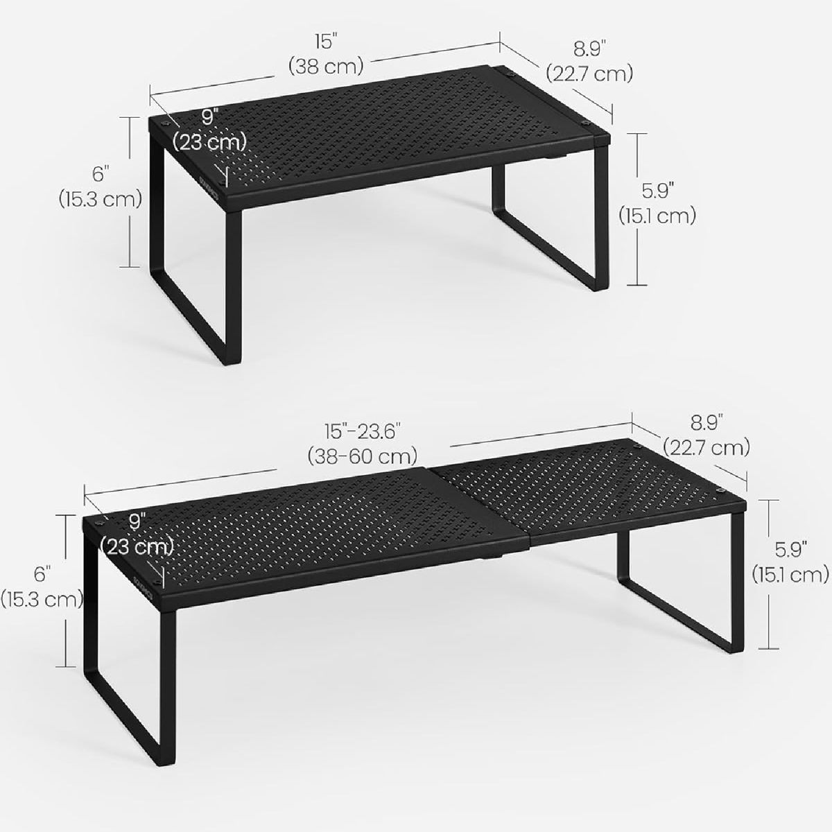Cart In Mart 2 Pack Metal Shelf Racks-Expandable & Stackable Counter Cabinet Organiser