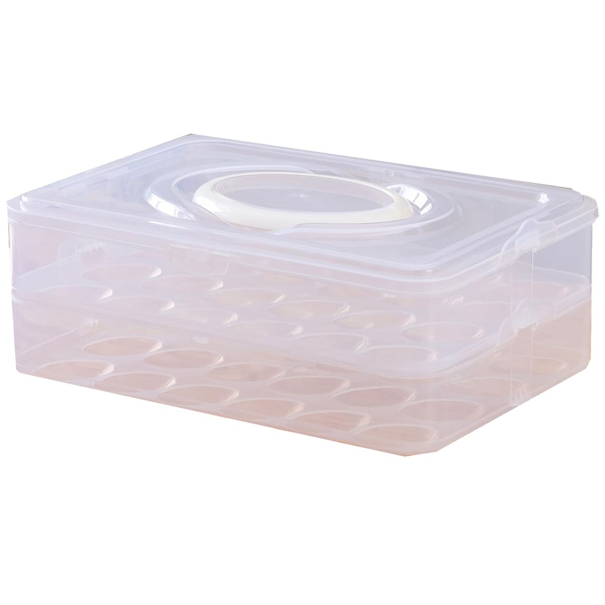Cart In Mart 2-Layer Detachable Deviled Egg Carrier 48 Egg Storage Container with Lid