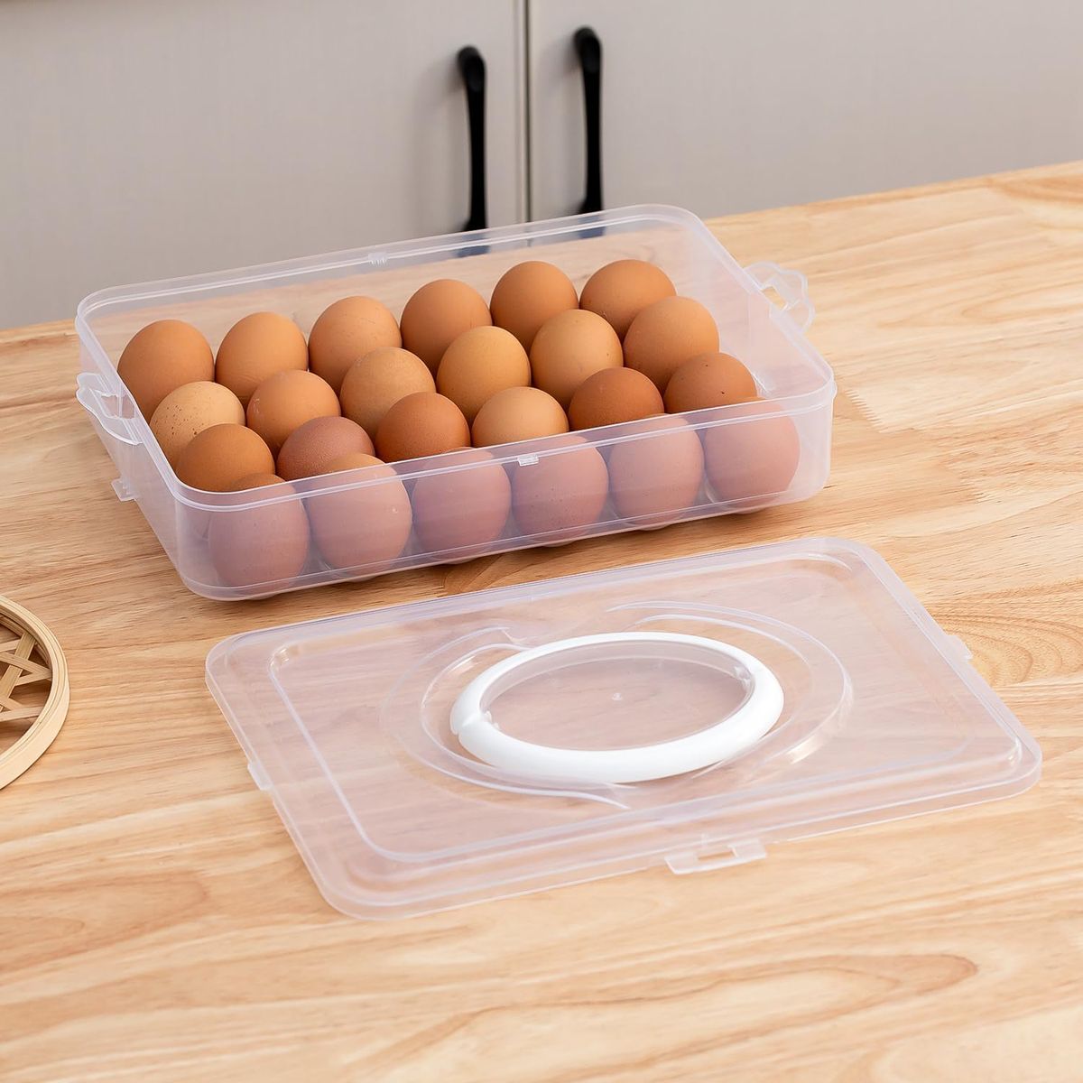 Cart In Mart 2-Layer Detachable Deviled Egg Carrier 48 Egg Storage Container with Lid