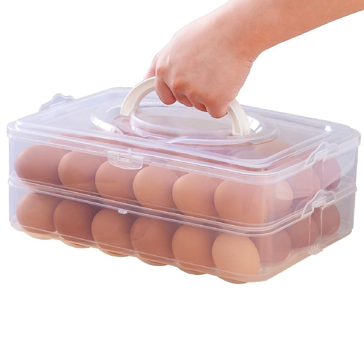 Cart In Mart 2-Layer Detachable Deviled Egg Carrier 48 Egg Storage Container with Lid
