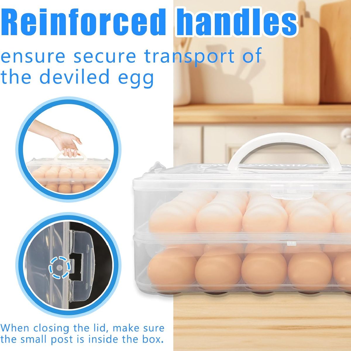 Cart In Mart 2-Layer Detachable Deviled Egg Carrier 48 Egg Storage Container with Lid