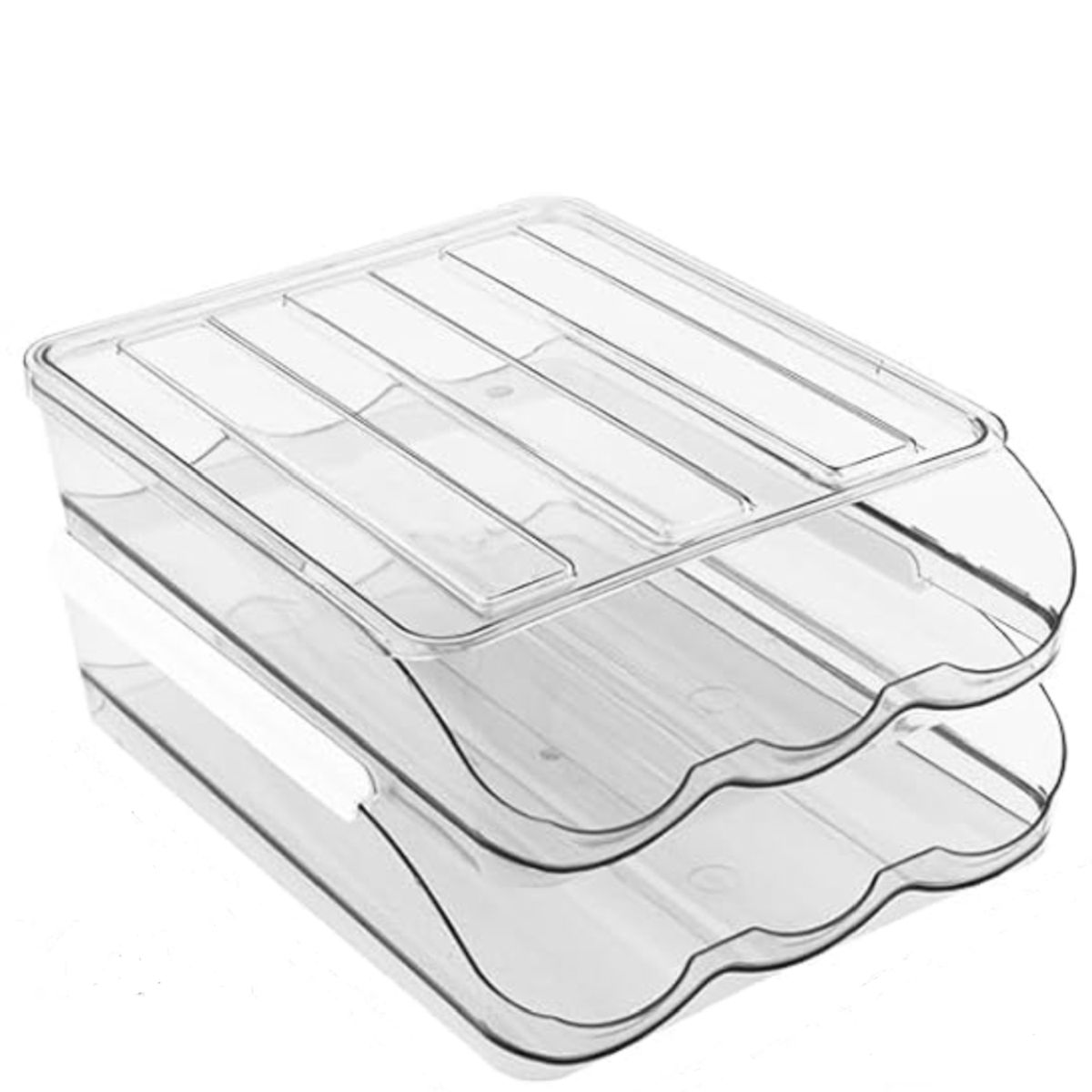 Cart In Mart Egg Holder for Fridge 2-Layer Automatically Rolling Egg Storage Container