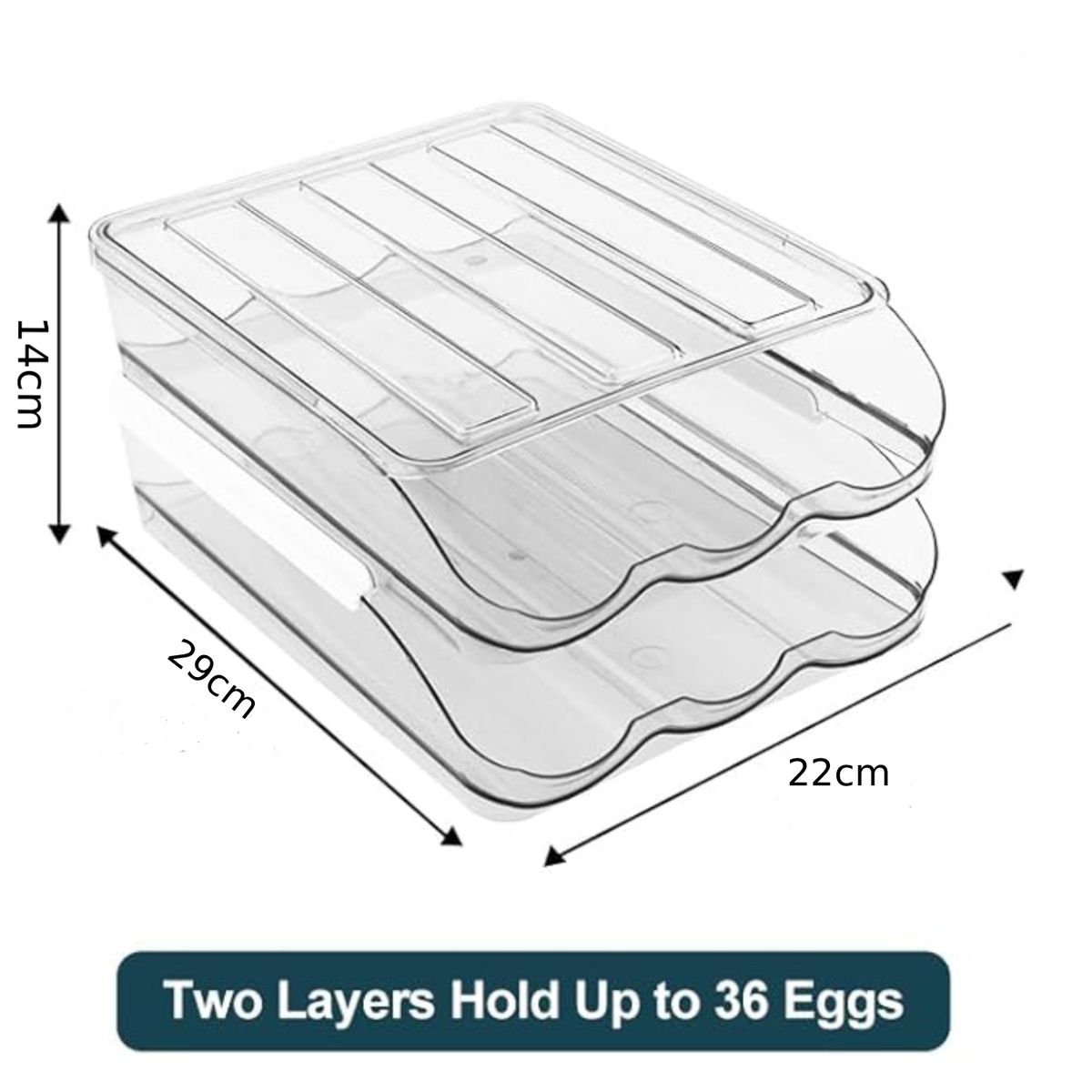 Cart In Mart Egg Holder for Fridge 2-Layer Automatically Rolling Egg Storage Container