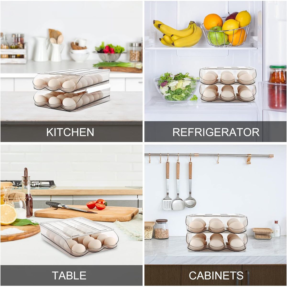 Cart In Mart Egg Holder for Fridge 2-Layer Automatically Rolling Egg Storage Container